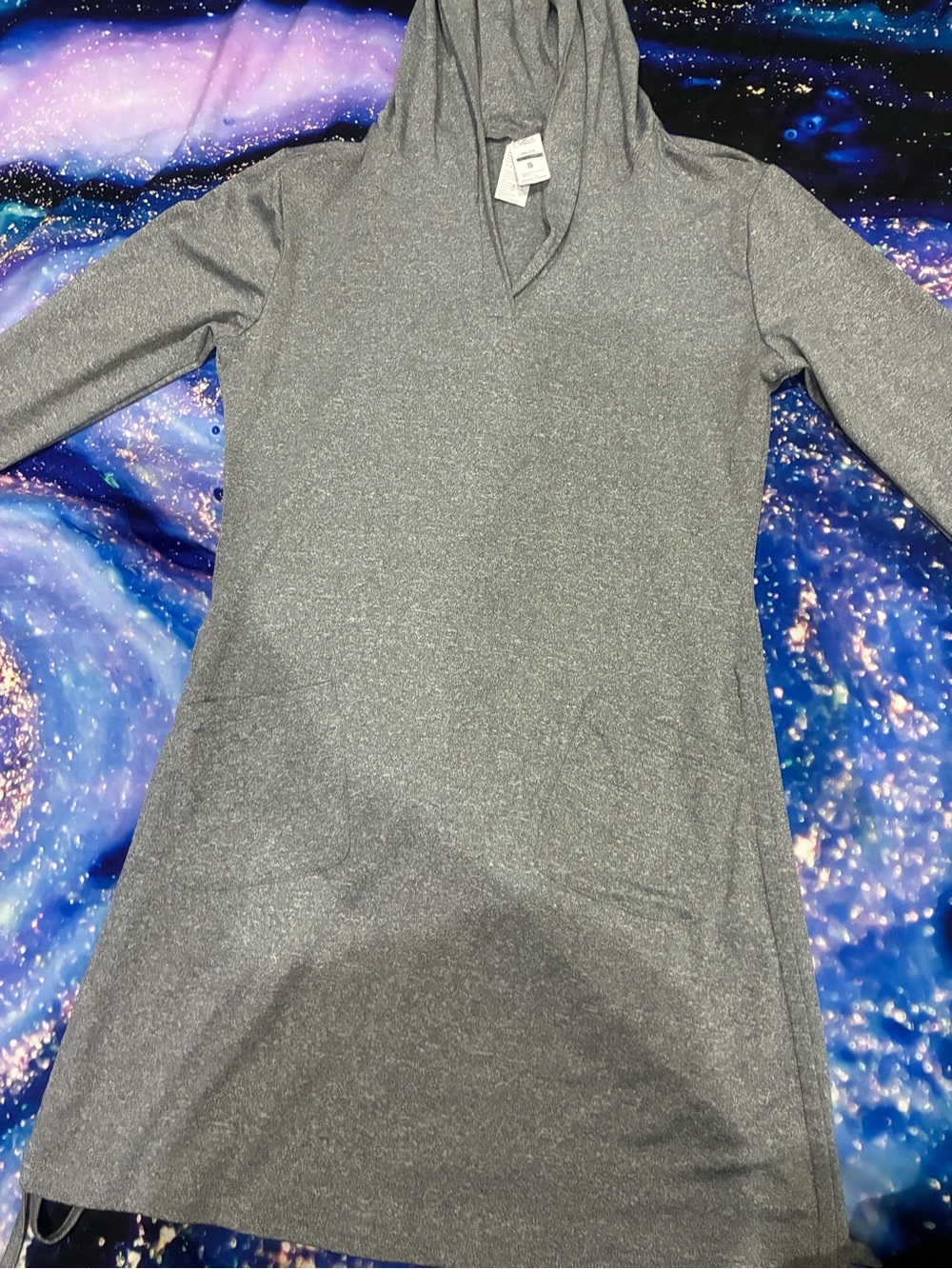 Sparkle Gray Long-Sleeve Hooded Dress